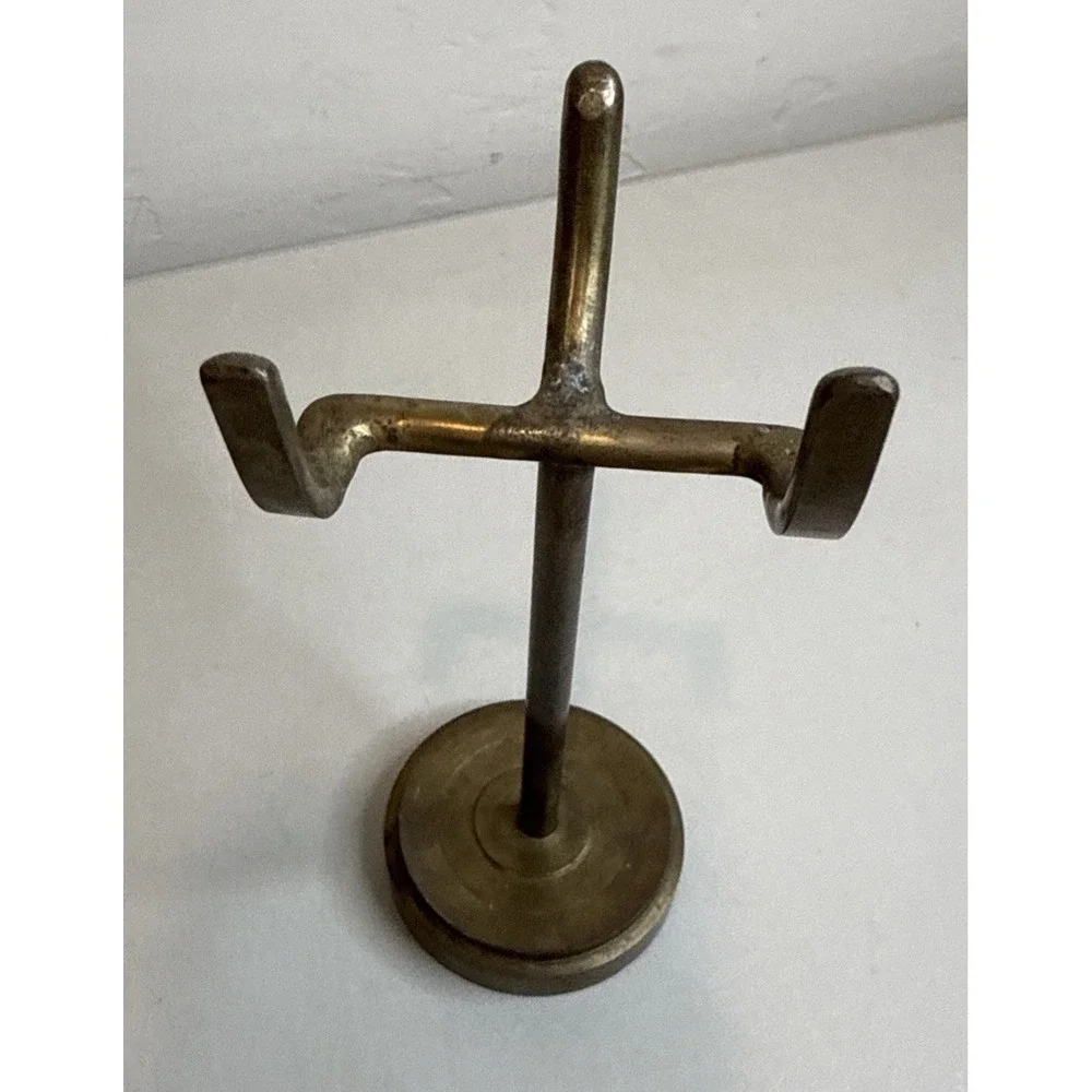 Vintage Brass Pocket Watch Stand T-Bar Jewelry Tree Ring Holder Display Rack